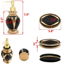 Load image into Gallery viewer, Black and Gold Bathroom Accessory Set