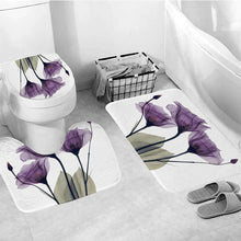Load image into Gallery viewer, Fushia Flower 5 Piece Shower Curtain Set