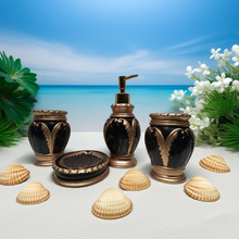 Load image into Gallery viewer, Black and Gold Bathroom Accessory Set