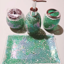 이미지를 갤러리 뷰어에 로드 , Iridescent Blue Green Mosaic Glass Bathroom Sets