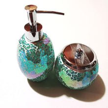 이미지를 갤러리 뷰어에 로드 , Iridescent Blue Green Mosaic Glass Bathroom Sets