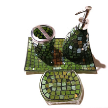 이미지를 갤러리 뷰어에 로드 , Green Muti-Piece Mosaic Glass Bathroom Sets