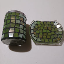 이미지를 갤러리 뷰어에 로드 , Green and Gold Mosaic Glass Bathroom Accessory Set