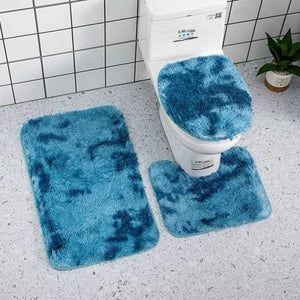 Three piece plush rug bathroom set