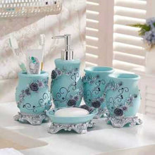 Load image into Gallery viewer, Blue Roses Bathroom Accessory Set