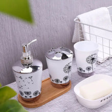 Load image into Gallery viewer, Black And White Dandelion Bathroom Accessory Set