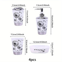 Load image into Gallery viewer, Black And White Dandelion Bathroom Accessory Set