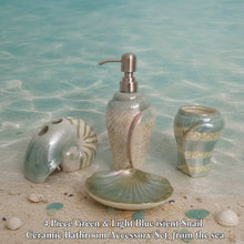 Load image into Gallery viewer, Green and Blue Iridescent Bathroom Accessory Set