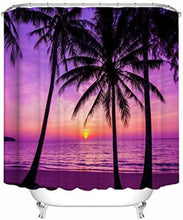 Load image into Gallery viewer, Purple, Pink And Black Palm Tree Shower Curtain Set