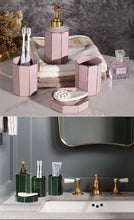 Load image into Gallery viewer, Emerald Green or Pink Octagon Shaped Bathroom Accessory Set