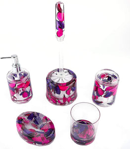 Purple and Pink Floating Flowers Bathroom Accessory Set