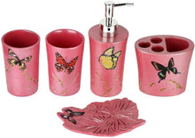 Load image into Gallery viewer, Pink Butterflies Bathroom Accessory Set