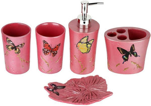 Pink Butterflies Bathroom Accessory Set