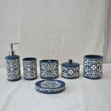 Load image into Gallery viewer, Blue And White Bathroom Accessory Set