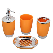 Load image into Gallery viewer, Orange And Silver Bathroom Accessory Set