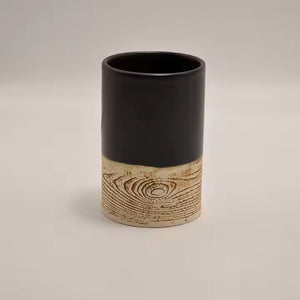 Black and Brown Wood Grain Ceramic Bathroom Accessory Set