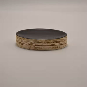 Black and Brown Wood Grain Ceramic Bathroom Accessory Set