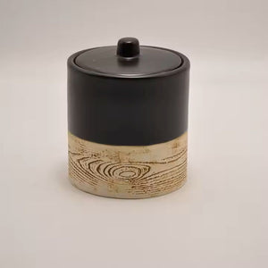 Black and Brown Wood Grain Ceramic Bathroom Accessory Set