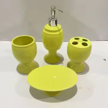 Load image into Gallery viewer, Yellow or Pink Ceramic Bathroom Accessory Set