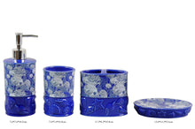Load image into Gallery viewer, Blue Seashell Ceramic Bathroom Accessory Set