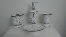 Carregar imagem no visualizador da galeria, White Leaves and Black Branches Bathroom Accessory Set - watson-bathroom-accessories