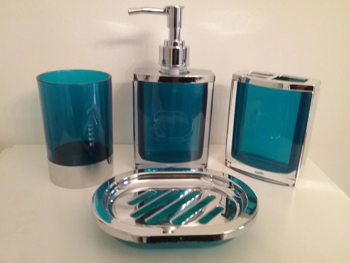 Blue and Silver Bathroom Accessory Set - watson-bathroom-accessories
