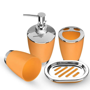 Orange And Silver Bathroom Accessory Set