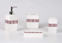 Load image into Gallery viewer, Purple and White Stripe Bathroom Accessory Set