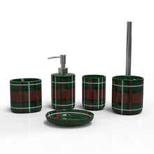 Cargar imagen en el visor de la galería, Green Plaid Ceramic Bathroom Accessory Set