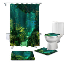 Load image into Gallery viewer, Green and Blue Shower Curtain Set