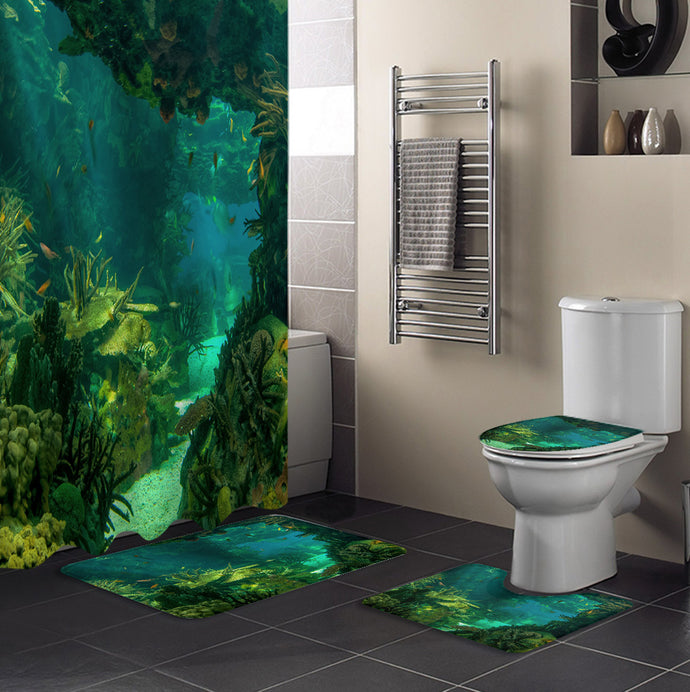 Green and Blue Shower Curtain Set