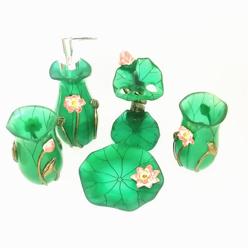 Green Resin Bathroom Accessory Set