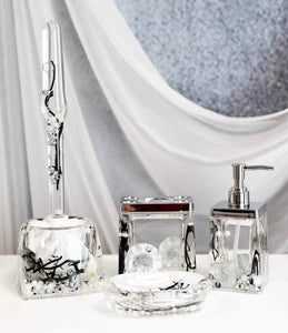 Chic Silver Pearls Bathroom Accessory Set