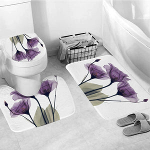 Purple Flower 5 Piece Shower Curtain Set