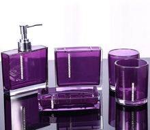 Load image into Gallery viewer, Five Piece Purple Bathroom Accessory Set