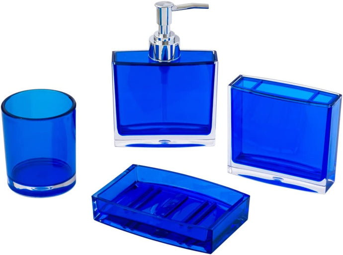 Translucent Blue Acrylic Bathroom Accessory Set