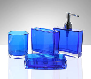 Translucent Blue Acrylic Bathroom Accessory Set