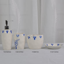 Load image into Gallery viewer, White And Blue Vines Bathroom Accessory Set