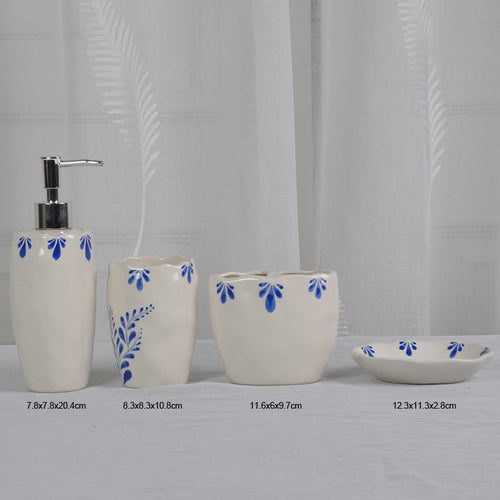 White And Blue Vines Bathroom Accessory Set