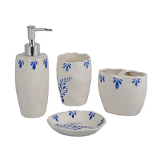 Load image into Gallery viewer, White And Blue Vines Bathroom Accessory Set