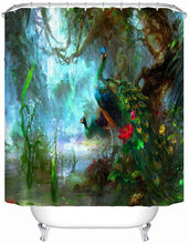Load image into Gallery viewer, Green Peacock Shower Curtain Set