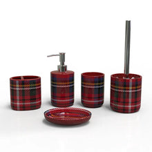 Load image into Gallery viewer, Green Plaid Ceramic Bathroom Accessory Set