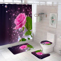 Pink Rose Shower Curtain Set
