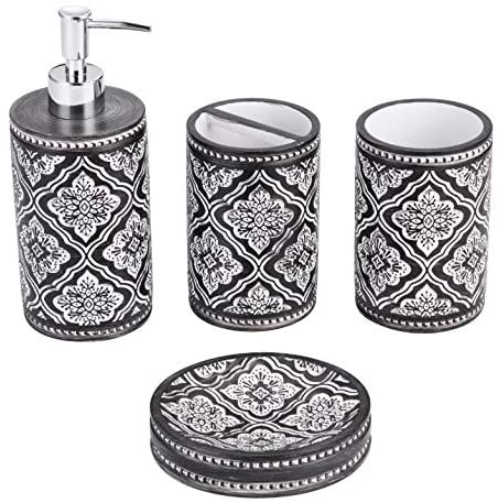 White And Chocolate Bathroom Accessory Set