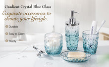 Load image into Gallery viewer, Blue Crystal Glass Bathroom Accessory Set