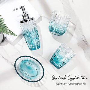 Blue Crystal Glass Bathroom Accessory Set