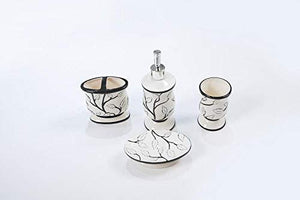 White Leaves and Black Branches Bathroom Accessory Set