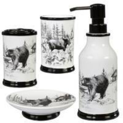 Rustic Black and White Bathroom Accessory Set