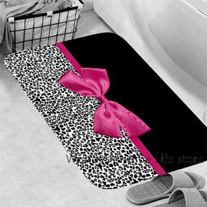 Nordic Style Leopard Print And Bow Tie Waterproof Bath Shower Curtain