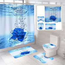 将图片加载到图库查看器，Blue Rose Shower Curtain Set
